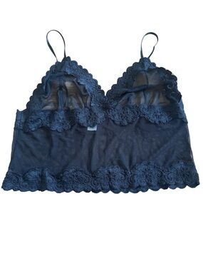 Y2K Rampage Navy Sheer Lace Bralette Camisole size 3x